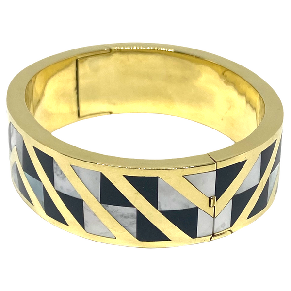Tiffany & Co. Angela Cummings Gold Gemstone Inlay Bangle Bracelet