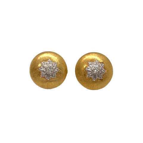 Mario Buccellati Macri Gold Diamond Button Earrings