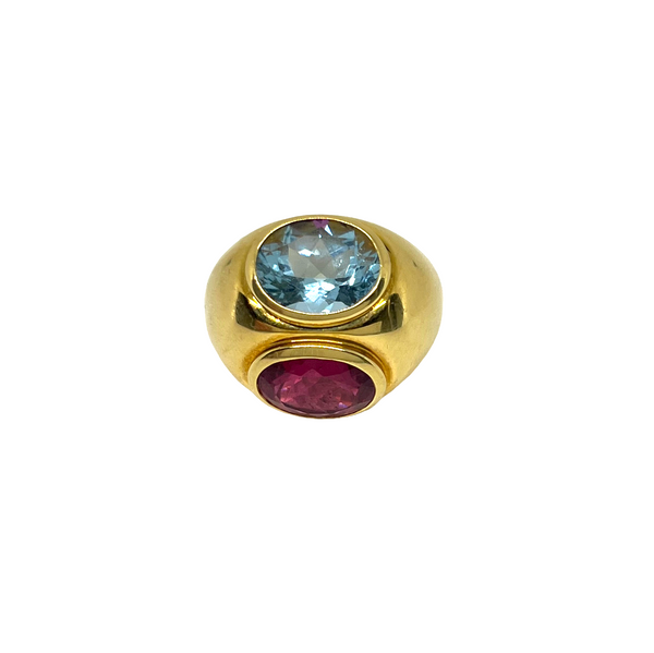 Tiffany & Co Paloma Picasso Gold Tourmaline Aquamarine Ring