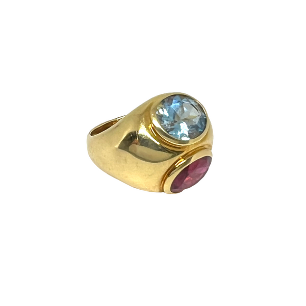 Tiffany & Co Paloma Picasso Gold Tourmaline Aquamarine Ring