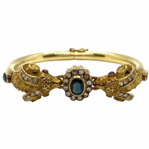 Vintage Ilias Lalaounis Gold Sapphire Diamond Ruby Ram's Head Bracelet