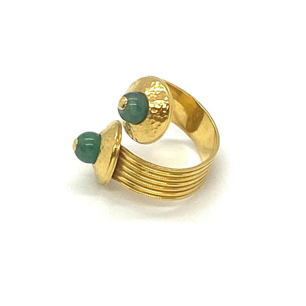 Ilias Lalaounis Gold Aventurine Crossover Wrap Ring