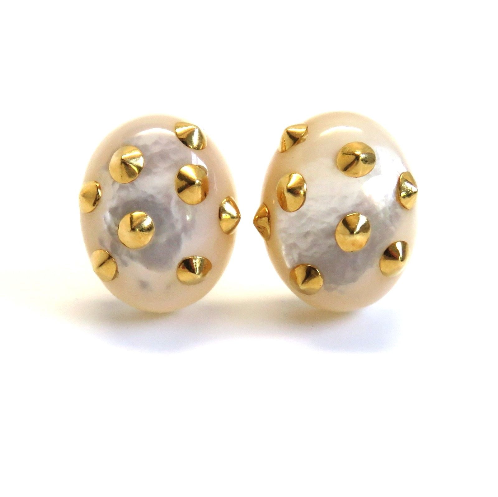Angela Cummings Gold Mother of Pearl Studded Earrings