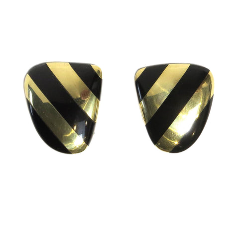 Tiffany & Co Angela Cummings Gold Black Jade Earrings