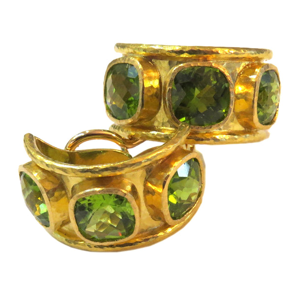 Elizabeth Locke Gold Large Peridot Flat Hoop Earrings