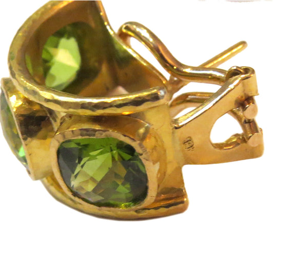 Elizabeth Locke Gold Large Peridot Flat Hoop Earrings