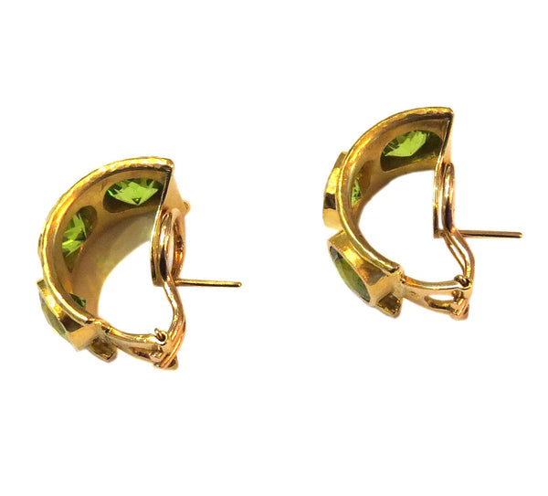 Elizabeth Locke Gold Large Peridot Flat Hoop Earrings